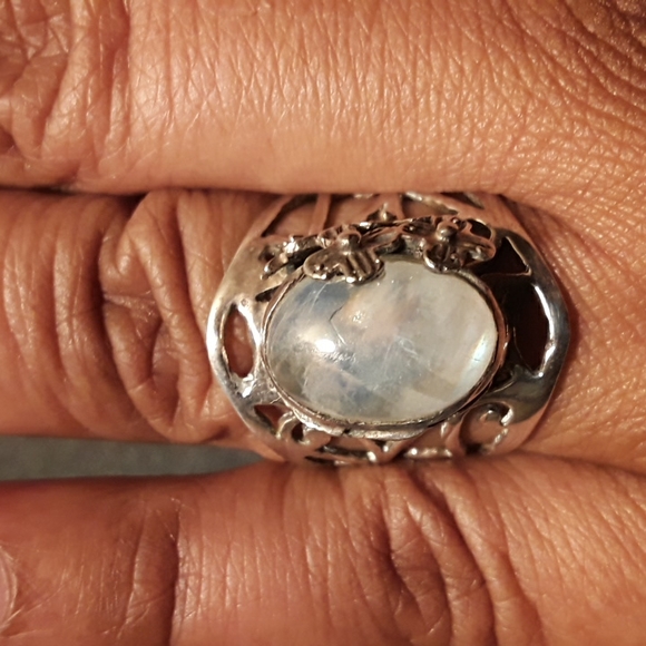 Handmade Moonstone Silver Ring Size 9 - Picture 11 of 12